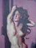 Weiblicher Akt vor violett,