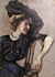 Lady with black hat on a chair, undatiert