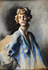 Junge Frau in blauem Morgenmantel,