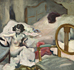 Weiblicher Akt vor Bett, 1908